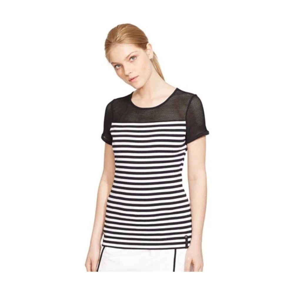 L-RL Lauren Active Ralph Lauren Mesh &Stripe Top XL made in Jordan